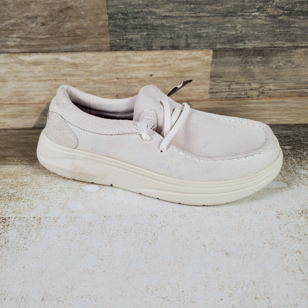 Hey Dude Wendy Super Cush Suede Womens Loafer Shoes 7 Ivory 42641-105 Comfort